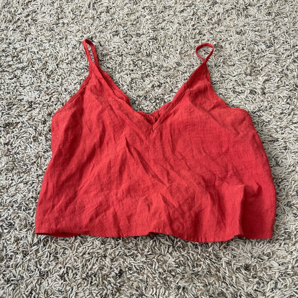 Cropped tie button shirt